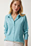 Women's Turquoise Soft-Textured Basic Shirt DD01297