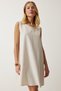 Women's Cream Summer Linen Viscose Bell Dress BH00416 - 3