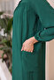 8222 Full Length Tunic with Side Slit Robe Emerald Green - 3