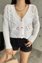 Women's White Pompom Detailed Knitwear Cardigan