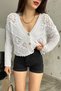 Women's White Pompom Detailed Knitwear Cardigan - 5