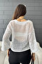 Women's White Front Tie Knitwear Cardigan - 6