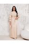 WOMEN'S COLLAR AND SLEEVES Rhinestone EMBROIDERED BELT DETAILED DRESS - 2