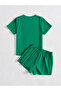 Tiger Printed green kids' top, bottom and shorts set - 2