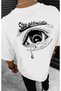 Unisex White Stay Eye Printed Oversize T-Shirt