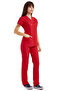 Red Lycra Thick Fabric Scrubs Doctor Nurse Jersey Bat Sleeve Surgical Suit - 4