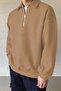 Vio BelleMen's Oversize Half Zipper Sweatshirt with Shirt Collar - 4