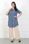 Women's Indigo Striped Cotton Viscose Large Size Tunic - 3