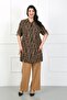 Women's Tan Striped Cotton Viscose Large Size Tunic