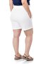 Plus Size Gabardine White Shorts with Side and Back Elastic Waist and Fold Detail - 3