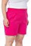 Plus Size Gabardine Fuchsia Shorts with Elastic Waist, Side and Back and Fold Detail - 4