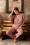 Bamboo Cotton V-Neck Short Sleeve Women's Pajamas Set - 3