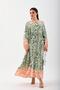 Women's White Khaki Tassel Lace-up Collar Balloon Sleeve Elastic Long Loose Ethnic Dress - 5