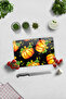 Glass Cutting Board - Glass Cutting Board |   Pumpkin Black Background |   20cm X 30cm