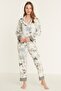 Patterned 6-Piece Viscose Pajama Set 9502 Ecru - 3