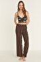 Patterned 3-Piece Viscose Pajama Set with Robe 9080 Black - 3