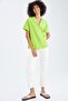 Oversize Fit Buttoned Poplin Short Sleeve 100% Cotton Shirt X8325az22sm - 5