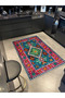 Pink Blue Themed Traditional Motif Ethnic Patterned Vintage Decorative Carpet 3598 - 3