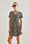 Women's Double Breasted Collar Patterned Dress60201003 - 5