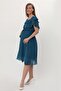 Maternity Ruffle Neckline Sash Oil Blue Chiffon Dress 8000 - 4