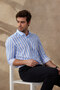 Striped Modern Slim Fit Linen Look 100% Cotton Long Sleeve Men's Shirt
