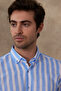 Striped Modern Slim Fit Linen Look 100% Cotton Long Sleeve Men's Shirt - 5