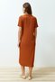 Cinnamon Polo Collar Short Sleeve Wrap/Textured Knitted Midi Dress TWOSS24EL00478 - 6