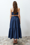 Indigo Flared Cotton Maxi Length Woven Skirt Twoss24Et00059 - 7