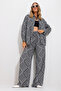 Women's Black Patterned Shirt and Trousers Bottom Top Woven Set Alc-X11748 - 3