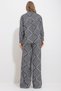 Women's Black Patterned Shirt and Trousers Bottom Top Woven Set Alc-X11748 - 5