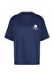Lacivert %100 Pamuk Sırt Baskılı Oversize/Geniş Kalıp Bisiklet Yaka Örme T-Shirt TWOSS23TS00321 - 7