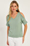 Women's Mint Degaje Collar Blouse Br1329 - 5