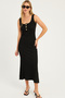 Women's Black Button Detailed Camisole Maxi Dress EY2759 - 4