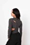 SHILSEE WOMEN'S DARK ANTHRACITE LONG SLEEVE WITH WINDOW DETAIL BLUZ - 5