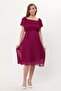 Maternity Ruffle Neckline Belt Plum Chiffon Dress 8000 - 3