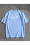 Palm Tree Printed Trend Baby Blue Oversize T-shirt Casual