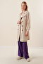 5864 Double Breasted Collar Short Trench Coat - Beige - 2