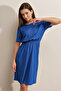 2375 Button Detailed Knitted Dress - Cobalt Blue - 4