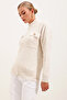 15862 Zippered Knitwear Cardigan with Pocket Detail - Ecru - 2