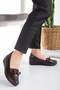 Women's Brown Orthopedic Sole Flexible Bow Mother Shoes - 2