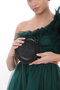 Black Color Glittering Stone Design Bracelet Ring Evening Dress Portfolio Clutch Bag - 5