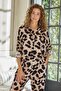 Women's Long Sleeve Front Button Leopard Pajamas Suit C7T0N112 - 4