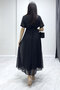 Short Sleeve Lined Plus Size Chiffon Dress Black, Burgundy, Khaki, White, Green, Flower Pot, Red, Purple - 4