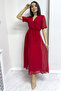 Short Sleeve Lined Plus Size Chiffon Dress Black, Burgundy, Khaki, White, Green, Flower Pot, Red, Purple - 3