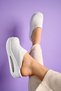 White Colored Women's Airmax Sole Genuine Leather Sabo Slippers - 3