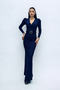 Double Breasted Collar Belt Detailed Dress - Navy Blue - 4