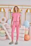 Women's Short Sleeve Pink Pajamas Set C7T1N851 - 2