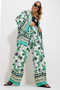 Women's Green-White Kimono Jacket and Palazzo Pants Set Alc-X11751 - 2