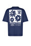 Lacivert %100 Pamuk Sırt Baskılı Oversize/Geniş Kalıp Bisiklet Yaka Örme T-Shirt TWOSS23TS00321 - 8