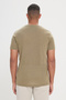 Men's Khaki Slim Fit Slim Fit Crew Neck Linen Look T-Shirt - 5